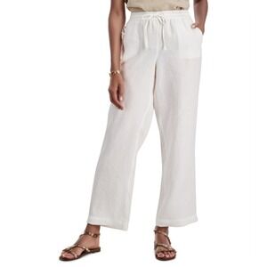 Charter Club Linen Pants Womens Petite Large White Wide Leg Gauze Drawstring NWT